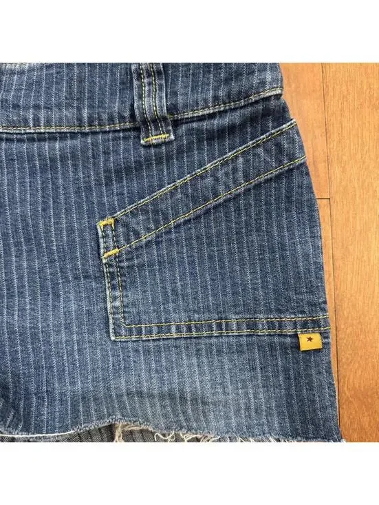 Y2K pinstripe low rise cut off denim shorts Sz. 27 - Picture 3 of 5
